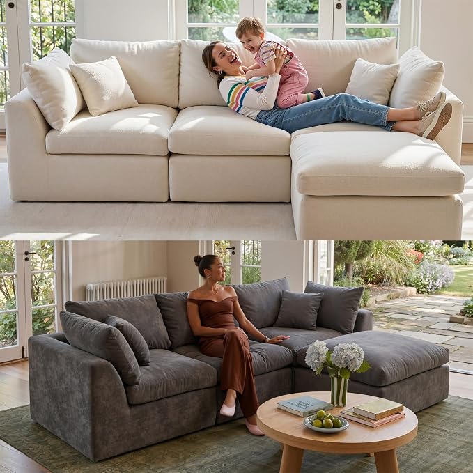 Amsleekey 108" Cloud Sectional Couches, - Image 7