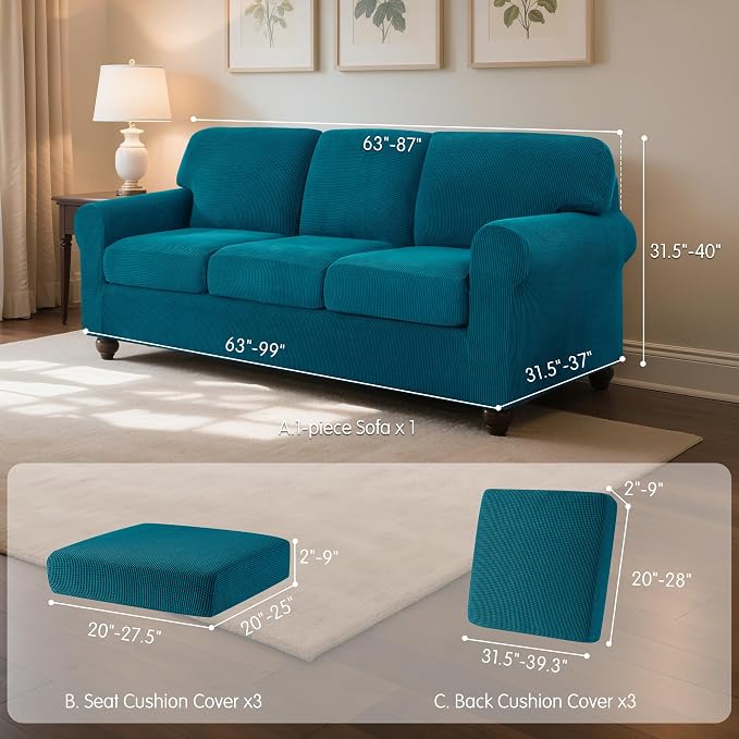 SUBRTEX 7 Pieces Stretch Sofa Slipcover Sets Couch Cover Sets Backrest Cushion - Image 3