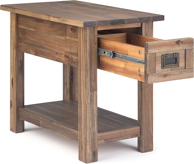SIMPLIHOME Monroe Narrow Side Table – 14 inch Wide Solid Acacia Wood Narrow End - Image 4