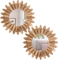 Honiway Boho Wall Decor Mirror 2 Pack Rustic Wood Mirror 12 inch Boho Mirror by Honiway