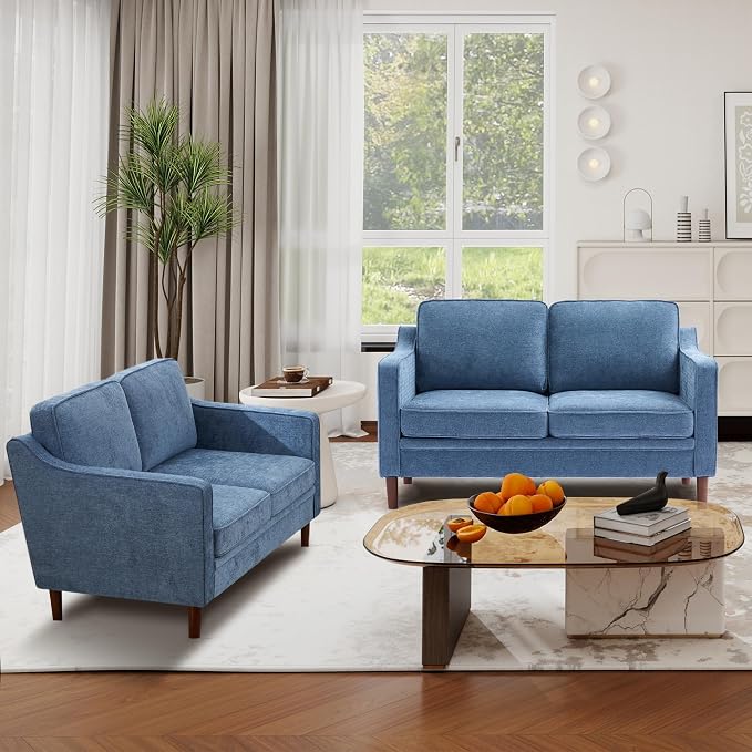 Kingfun 56" Chenille Sofa, Loveseat Couch, Mid Century Modern Love Seat Couches - Image 8