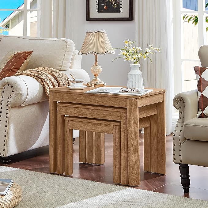 Joaxswe Farmhouse Nesting Tables Set of 3, Living Room Table Set - Image 2