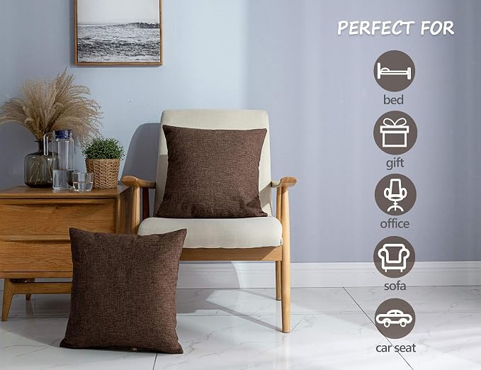 Stellhome Fall Burlap Throw Pillow Covers Solid Farmhouse Linen Pillowcase - Image 3
