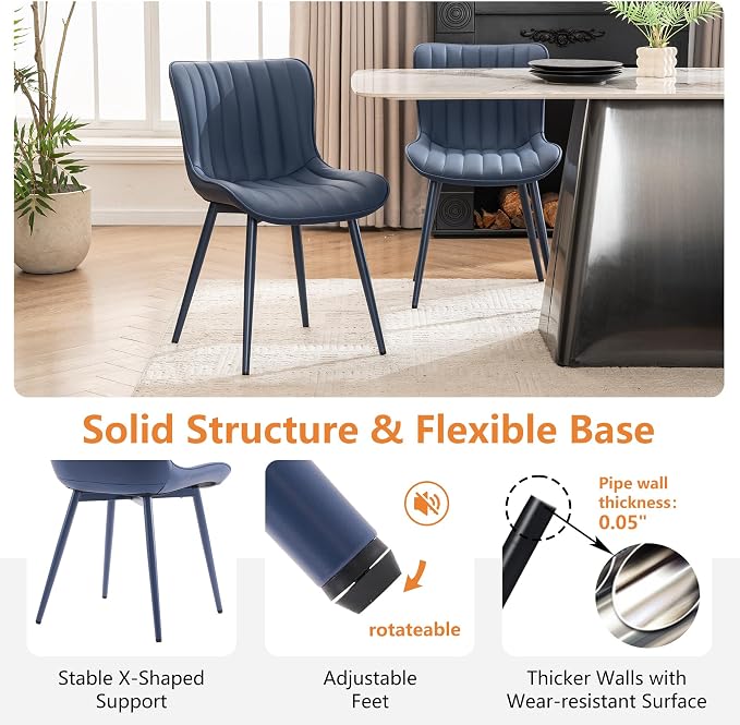 YOUNUOKE Mid-Century Modern Dining Chairs Set of 2, Armless Accent Chair - Image 7