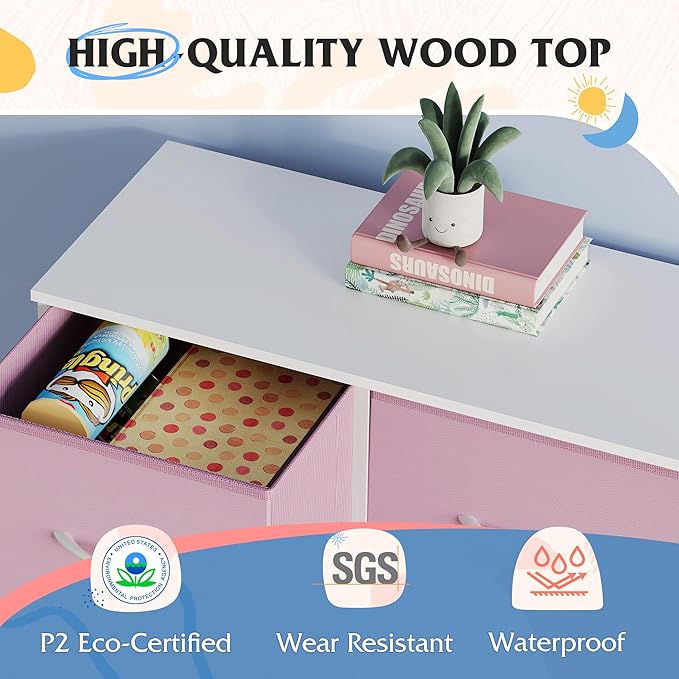 WLIVE Dresser for Bedroom with 5 Drawers, Wide Chest of Drawers, Fabric Dresser - Image 6