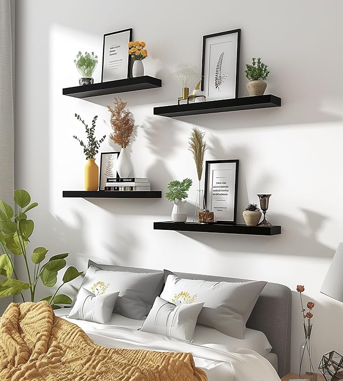 YYWUOJJ Wood Floating Shelves for Wall Decor, Rustic Wall Shelves for Bedroom - Image 4