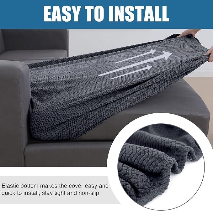 Smiry Waterproof Couch Cushion Covers, Stretch Jacquard Thick Sofa Cushion - Image 4