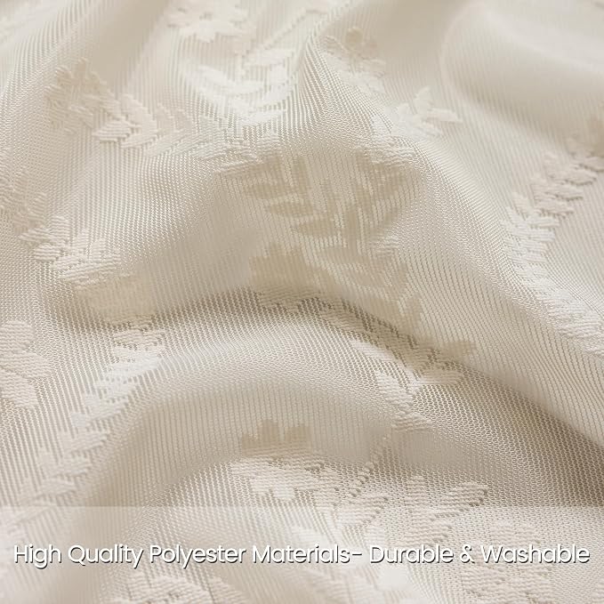 WAZZIO Boho Lace Curtains 2 Panels 45 Inches -Cute Vintage Victorian Sheer - Image 2