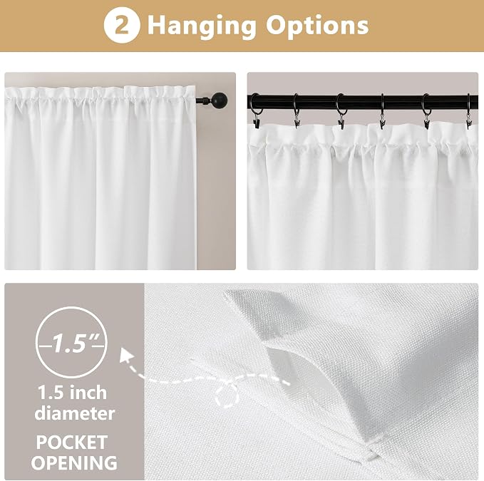 OVZME White Valance for Windows, Light Filtering Thick Textured Small Short - Image 6