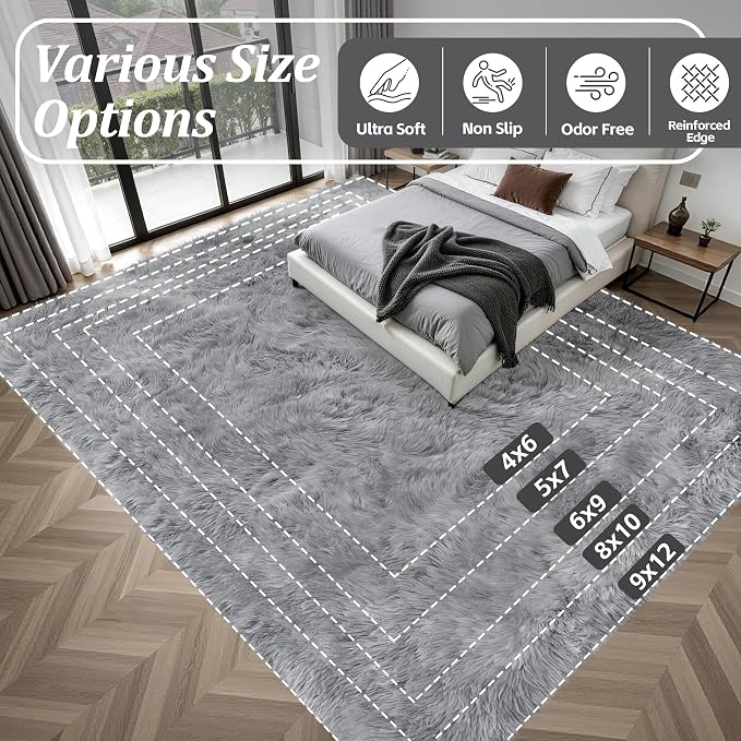 8x10 Area Rugs for Living Room Bedroom: Ultra Soft Fluffy Shag Rug Upgrade - Image 9