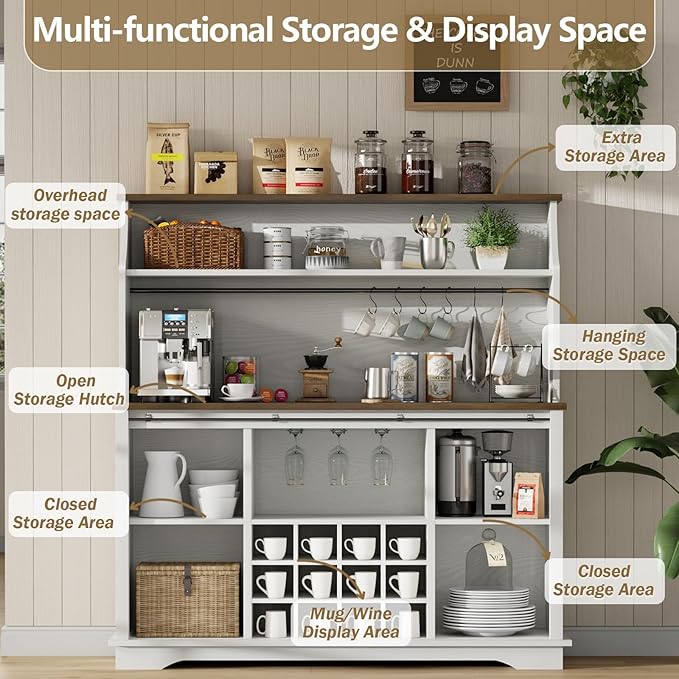 55 Inch Farmhouse Coffee Bar Cabinet - Image 4