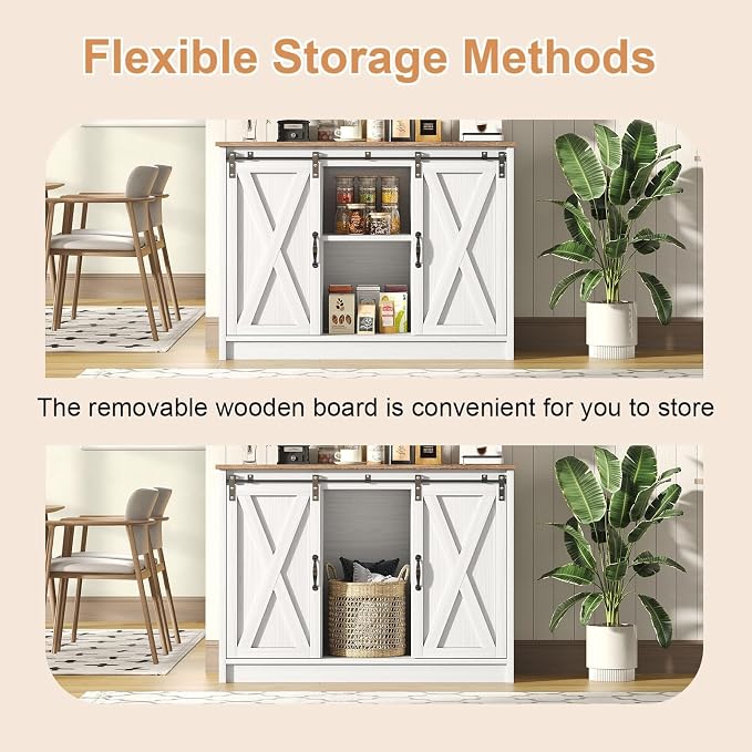 4 EVER WINNER Farmhouse Coffee Bar Cabinet, Coffee Station Cabinet - Image 6