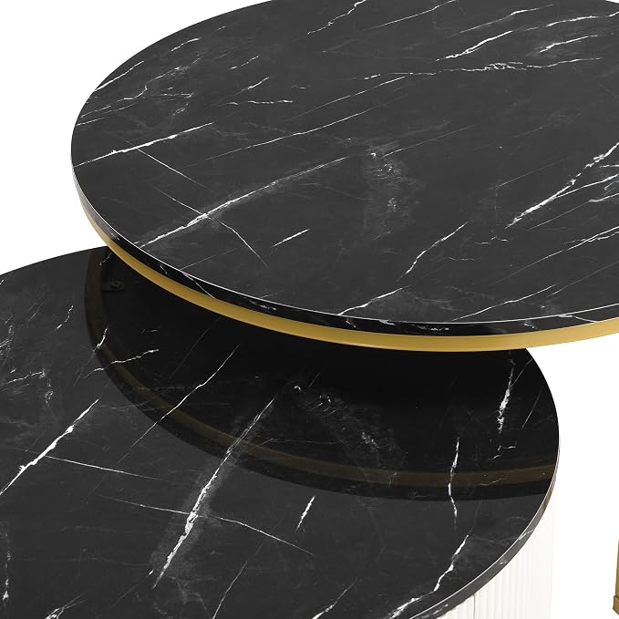 Modern Round Nesting Coffee Table Fluted - Image 9