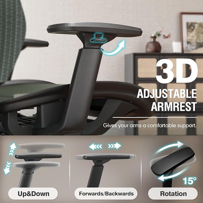 ELABEST Mesh Office Chair, Ergonomic Computer Desk Chair, Sturdy Task Chair- - Image 5