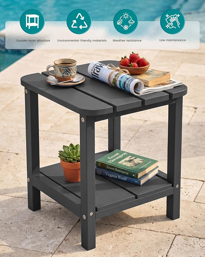 SERWALL Adirondack Table Outdoor Side Table- Gray - Image 4