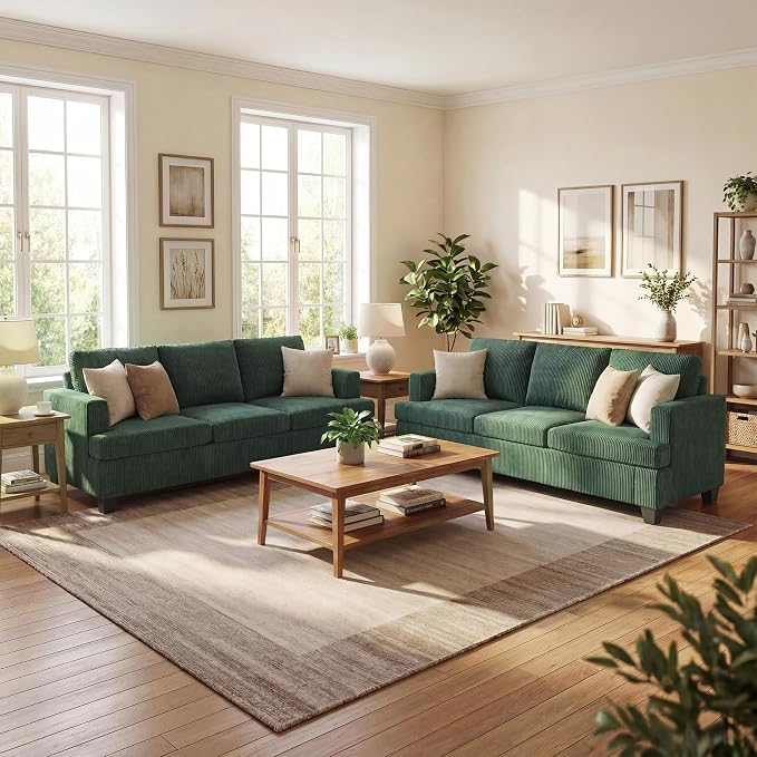 YOUDENOVA 2 Piece Set Comfy Sofa Couch, 3-Seater Sofa * 2 by YOUDENOVA