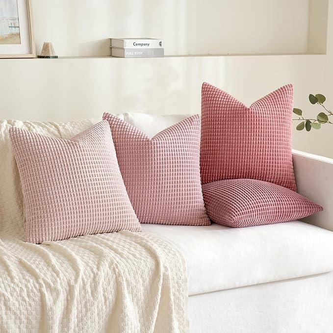 MIULEE Aesthetic Pink Spring Decorative Pillow Covers 18x18 Inch Set of 4 - Image 3