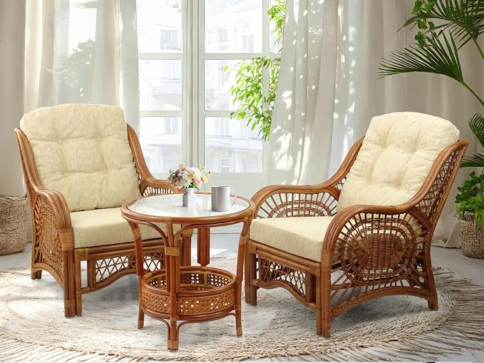 Malibu Lounge Living Accent Armchair Natural Rattan Wicker Handmade Design - Image 6