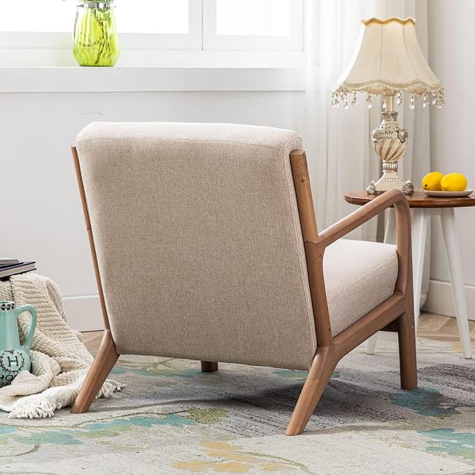 ANJ Mid Century Modern Accent Chair, Comfy Fabric Living Room Chairs - Image 8