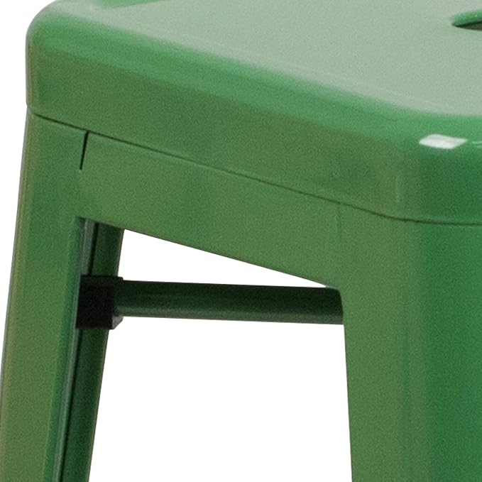 Flash Furniture Kai Commercial Grade 24" High Backless Green Metal - Image 8