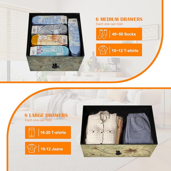 Tohomeor Dresser with Drawers for Bedroom Chest of Drawers Fabric Dresser for - Image 5