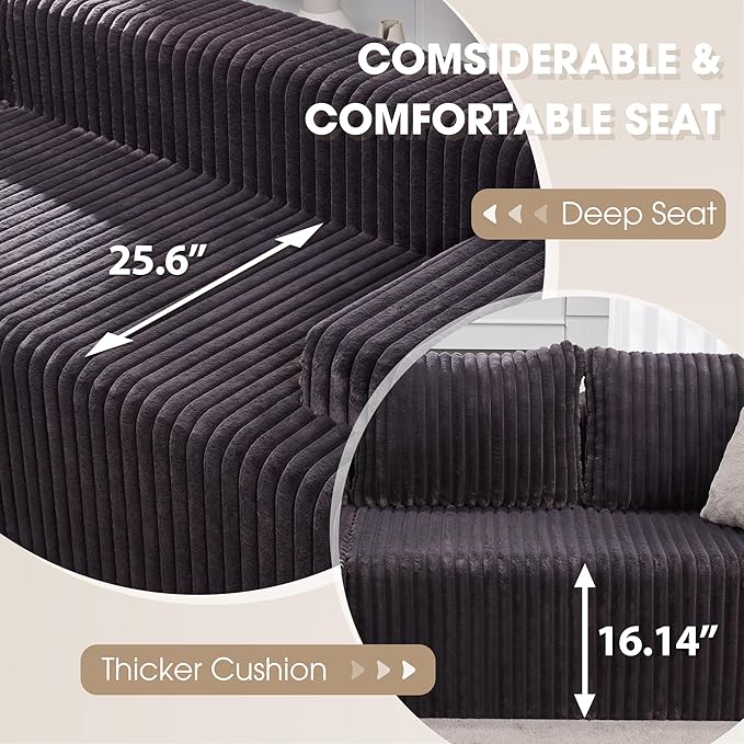 Hobestluk Modular Sectional Sofa Couches L-Shape Couch 3 Seat Modular Sofa - Image 7