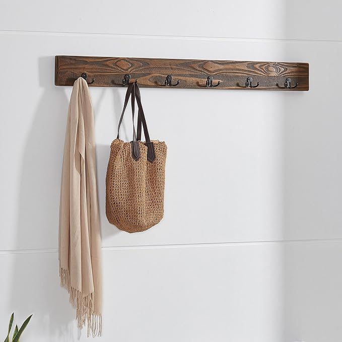 Alaterre Furniture Pomona Entryway Bench and Coat Hook Set – Modern Rustic - Image 5