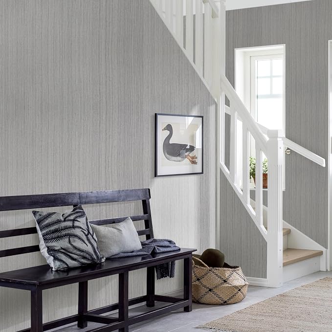 Grasscloth Peel and Stick Wallpaper Modern 15.7in x 196.8in Textured Linen - Image 2