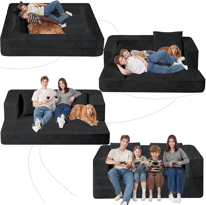 Futon Sofa Bed with Pillow, 3-in-1 Sleeper Sofa Bed with Removable Cover - Image 9