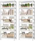 FOTOSOK 6-Tier Bamboo Shelf Set of 2, Bamboo Bookcase by FOTOSOK