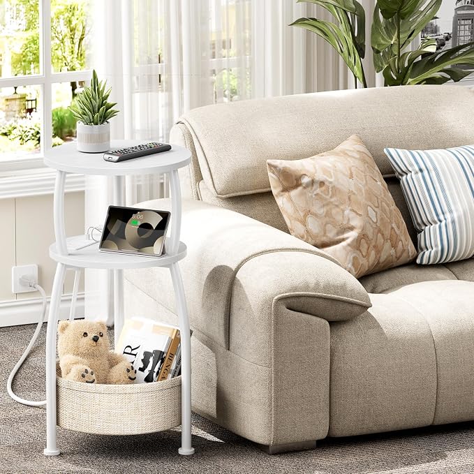 Round Side Table, 3-Tier End Table - Image 2
