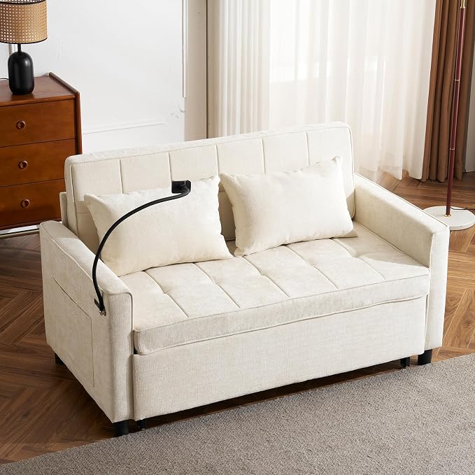 3 in 1 Convertible Sleeper Sofa Bed, 56.9" Small Pull Out Couch Bed - Image 3