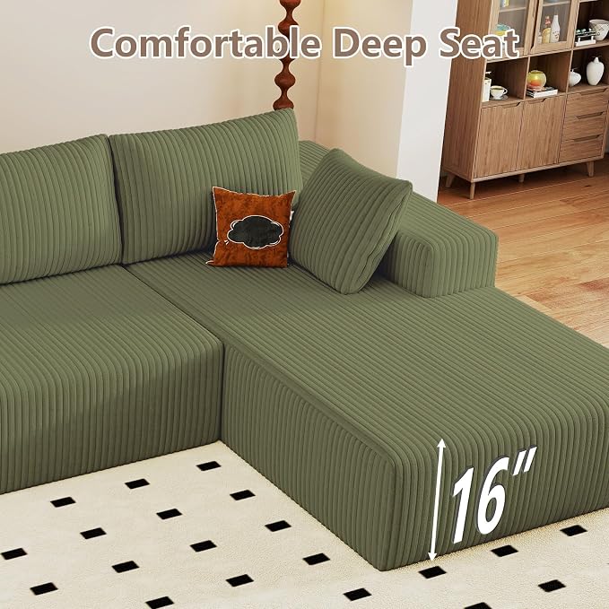95" Cloud Sectional Couch with L-Shape Chaise, Modular Comfy Sofa Chaise Longue - Image 8