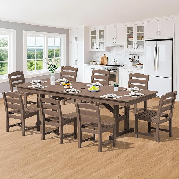 SERWALL Outdoor Armless Dining Chairs Set of 4, All-Weather HDPE Patio Dining - Image 7