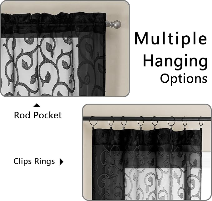 OWENIE Furman Sheer White Curtains, 45 Inch Length 2 Panels Set, Airy Jacquard - Image 4