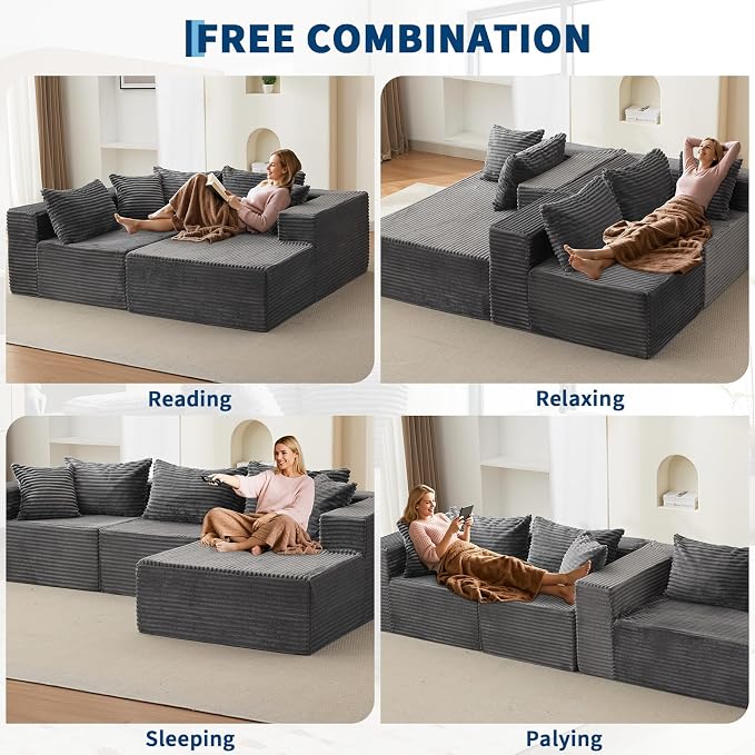Hetoy Oversized L Shape Modular Sofa, Soft Modular Sectional Couch - Image 7