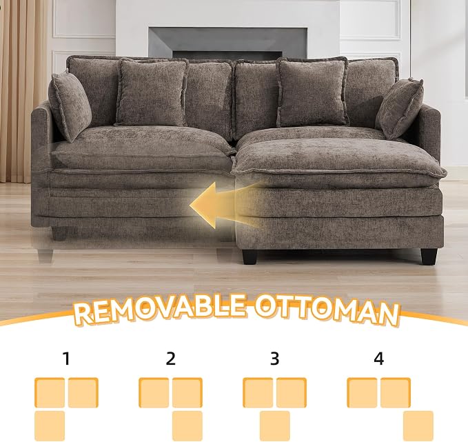 76'' Cloud Deep Seat Loveseat Sofa, Upholstered Chenille Modular 2-Seats - Image 6