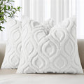 decorUhome Throw Pillow Covers 18x18 Inch Set of 2, Soft Plush Faux Wool White by decorUhome