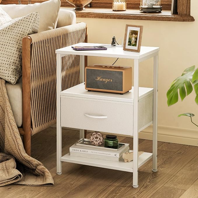 SUPERJARE Nightstand with Charging Station, Bed Side Table with Adjustable - Image 8