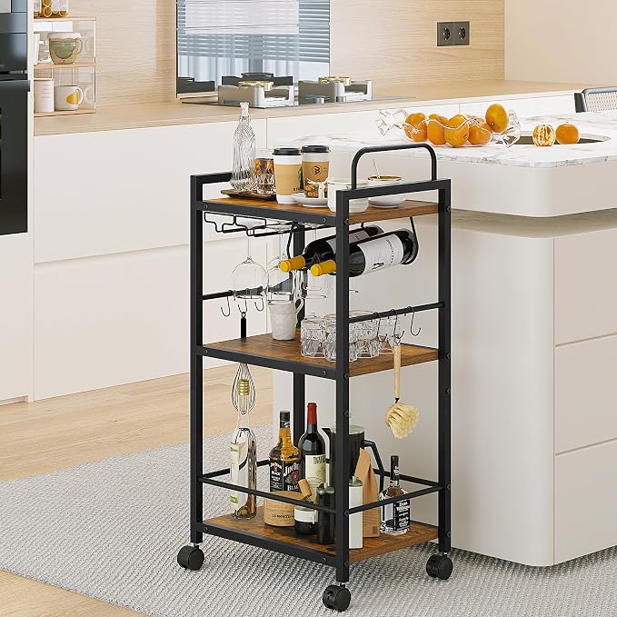 Bar Cart for The Home, 3 Tier Kitchen Carts - Image 2