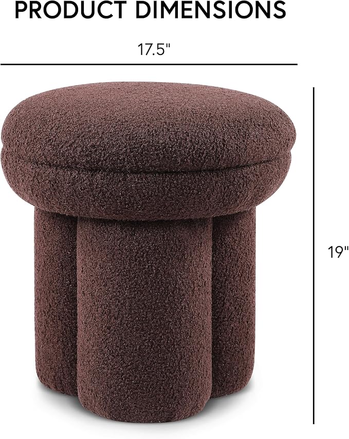 Furniture of America Rami Modern 17.5-inch Mushroom-Shape Upholstered Ottoman - Image 2