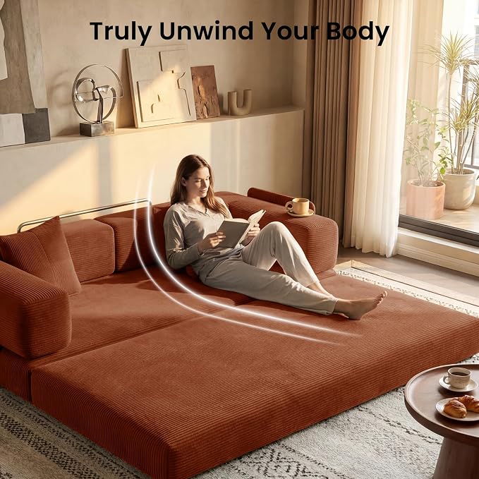 78.8" Convertible Futon Sofa Bed, Corduroy Futon Couch - Image 5