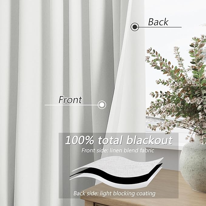 Guken Off White 100% Blackout Curtains 84 Inch Length 2 Panels Set - Image 4