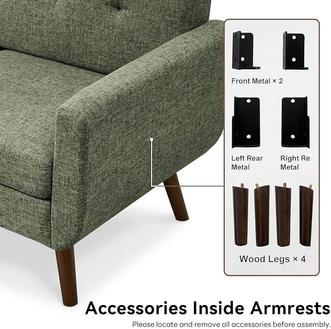 Tbfit Mid Century Modern Sofa Couch, Loveseat & Standard Sofa - Image 6