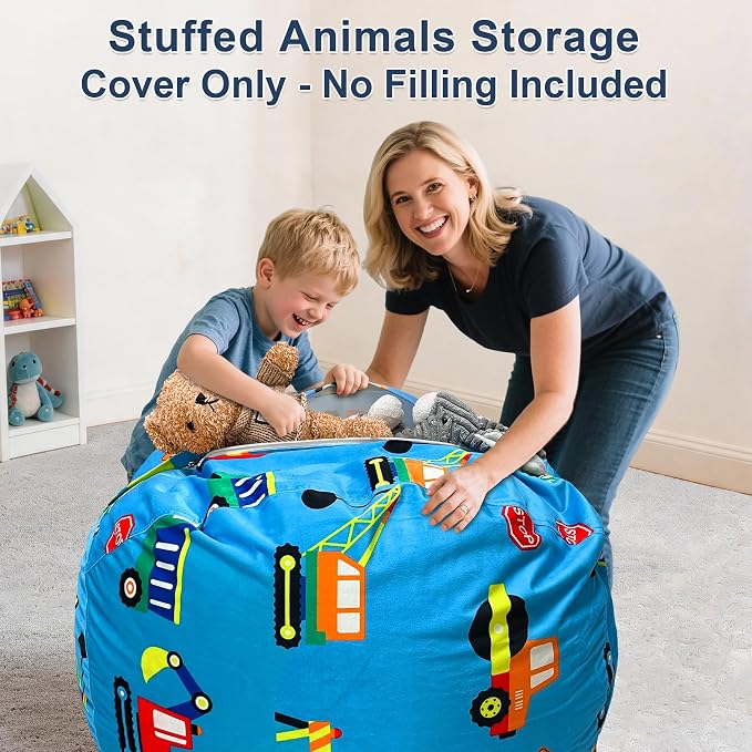 Lukeight Stuffed Animals Storage Bean Bag Chair Cover - Image 2