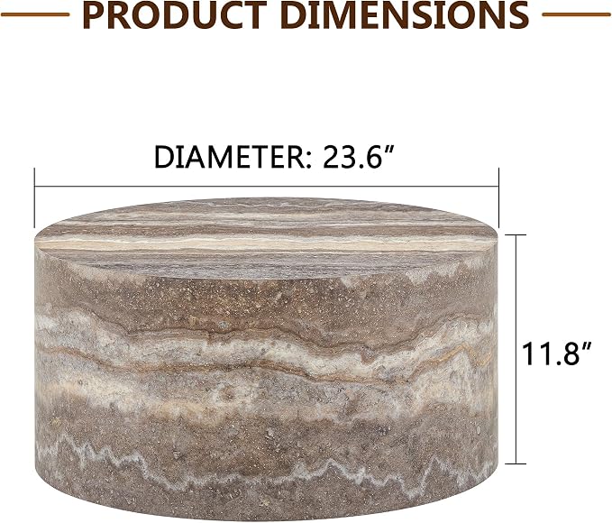 Round Coffee Table, 23.6" Modern Grey Faux Marble Drum Coffee Table, Round - Image 2
