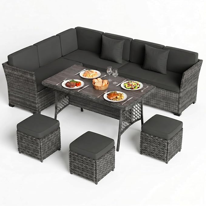 LOUVIXA 7 Pieces Patio Furniture Set, Outdoor Patio Furniture, Wicker - Image 9
