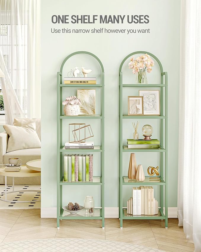 Hzuaneri Bookcase Bookshelf, Tempered Glass Bookshelves, Slim Shelving Unit - Image 4