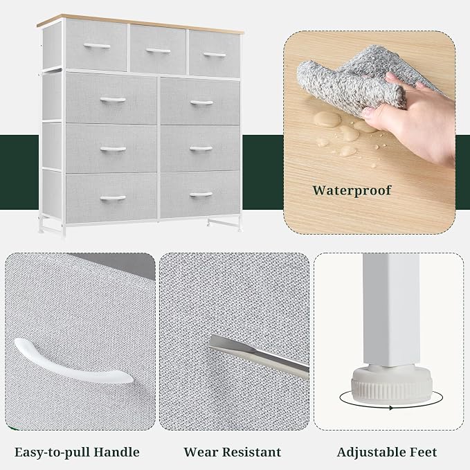 9-Drawer Dresser for Bedroom, Anti-Tip Tall Storage Organizer Chest of Drawers - Image 6