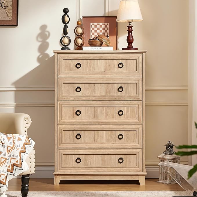 Joaxswe Farmhouse 5 Drawer Dresser - Image 3